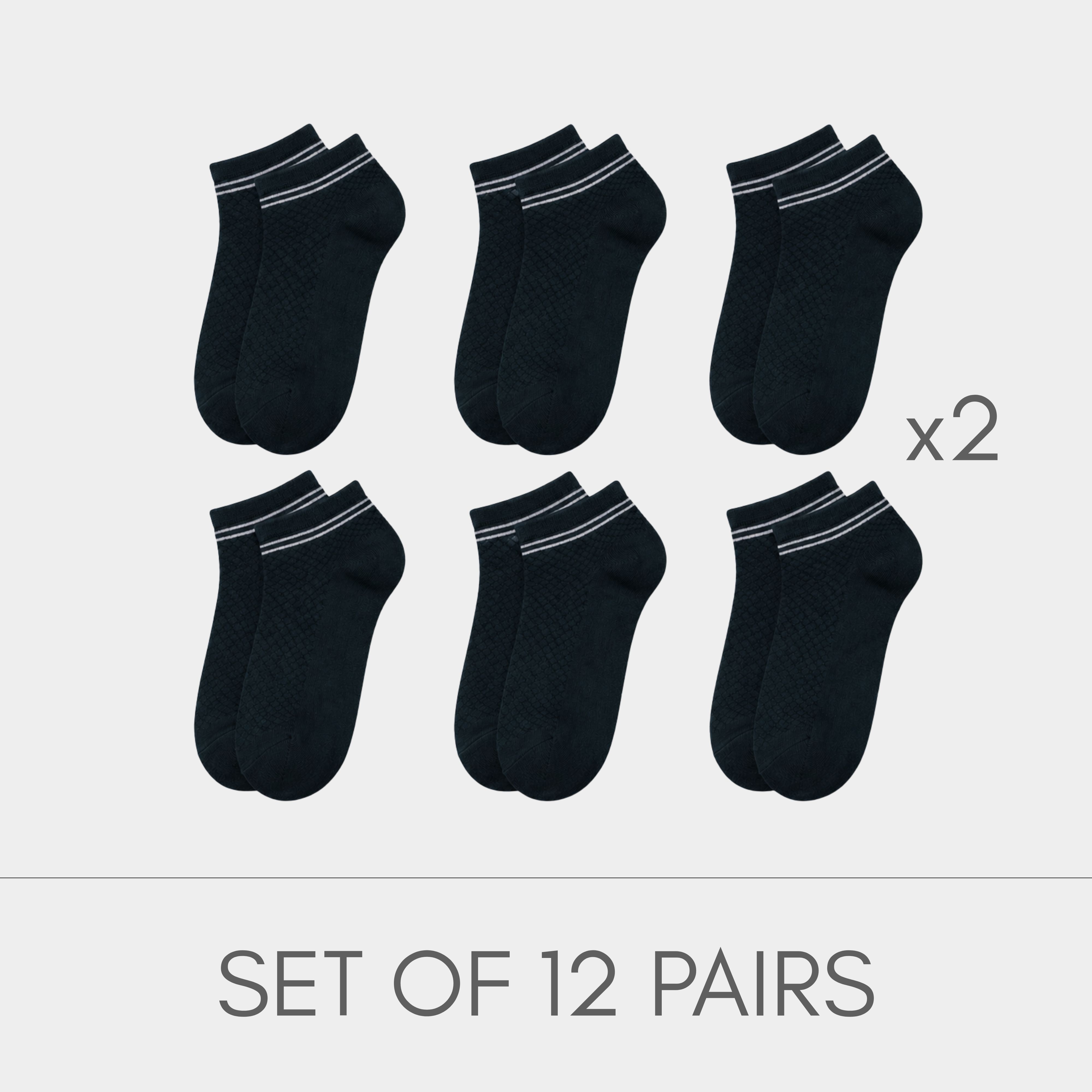 Premium Black Ankle Socks - Set of 12