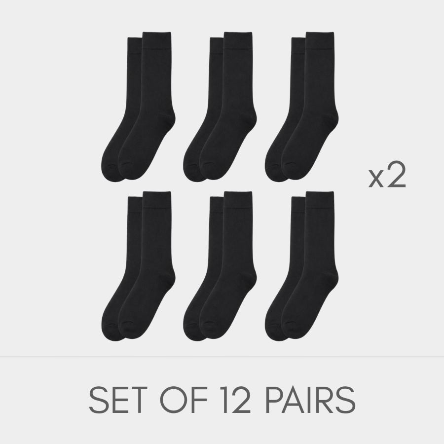 Kids School Uniform Black Socks - 12 Pairs