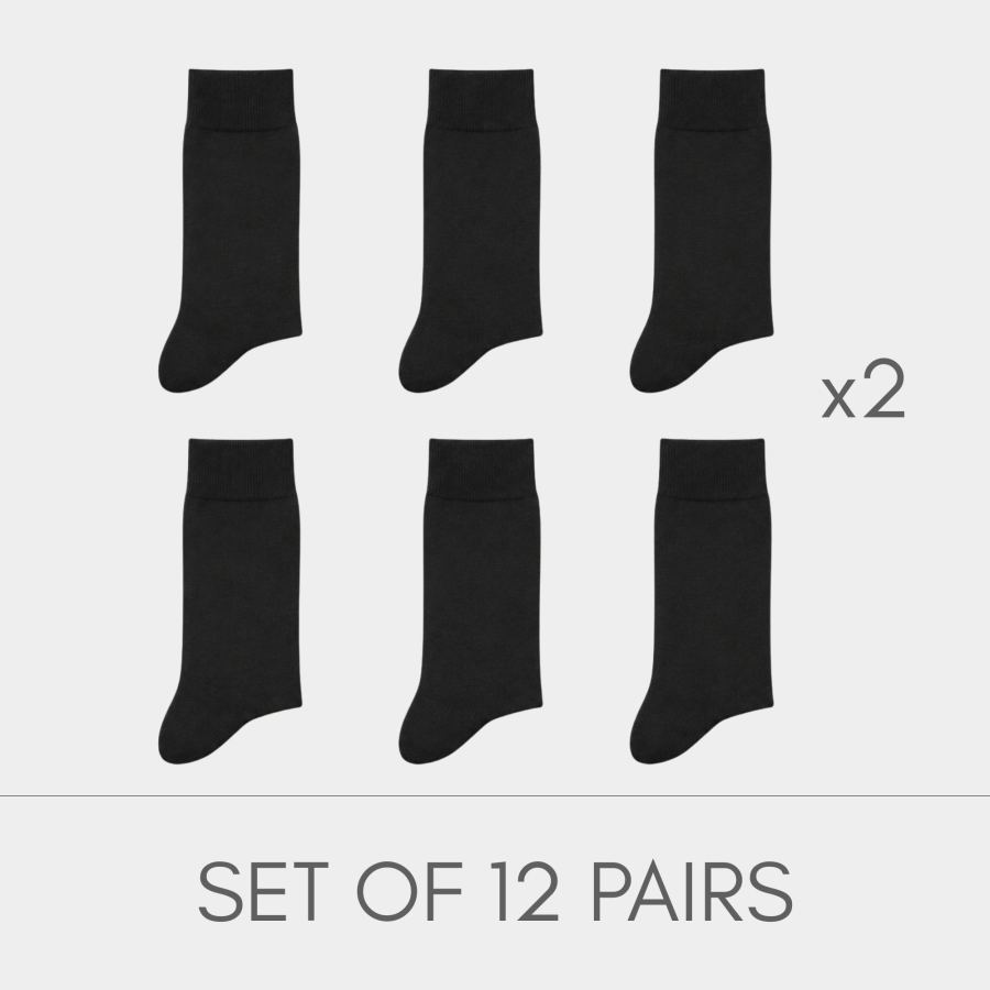 Classic Executive Black Socks | 12 Pairs