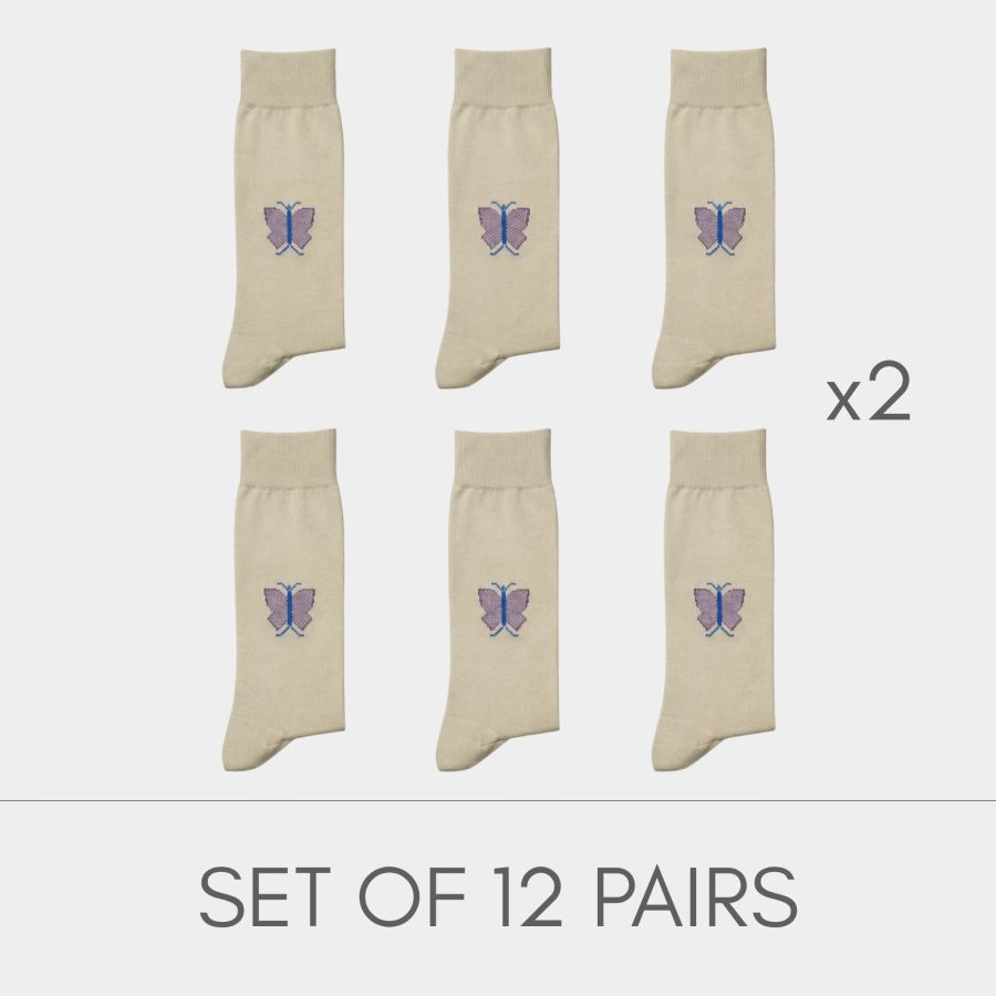 Elegant Pastel Butterfly Socks | 6 Pairs