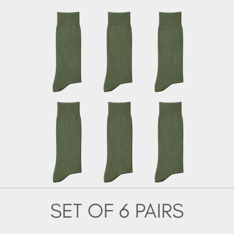 Olive Green Classic Ribbed Socks