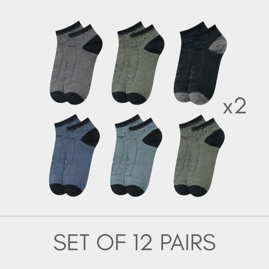 Premium Textured Quarter Socks - 12 Pairs