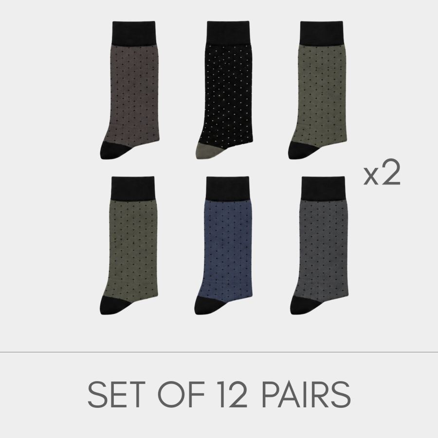 Executive Patterned Dress Socks - 12 Pairs