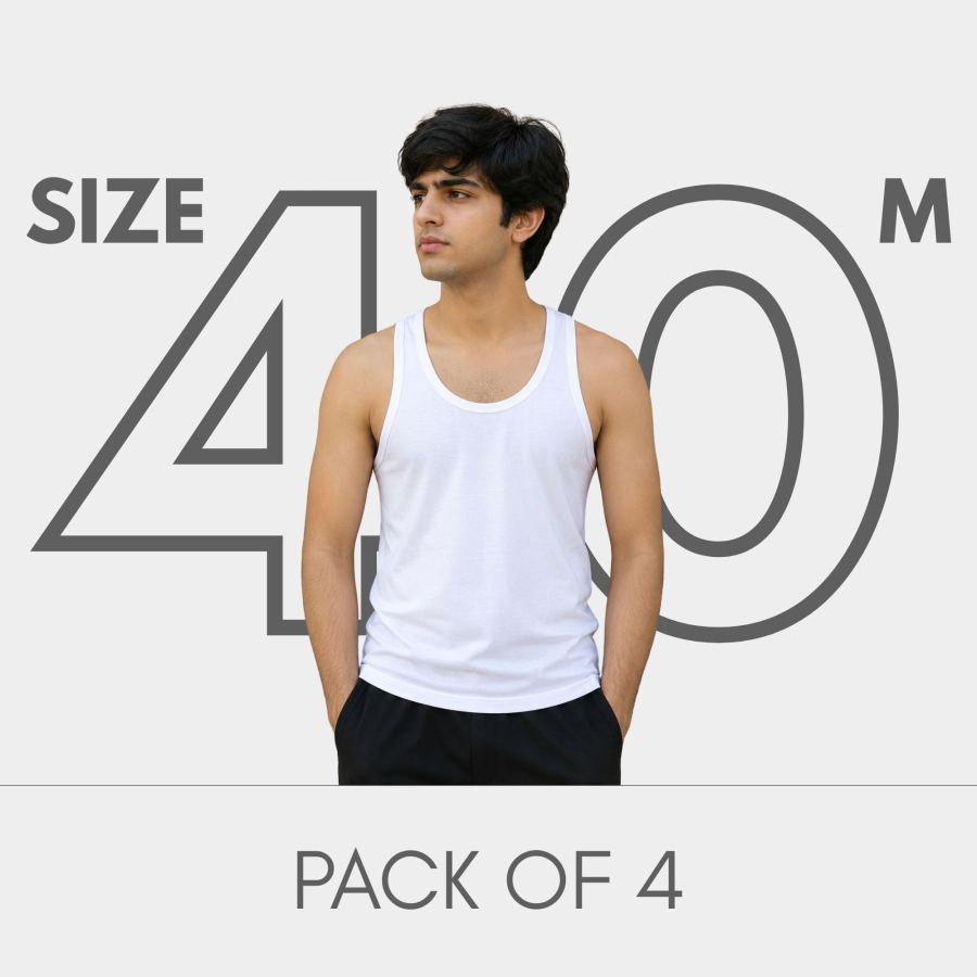 Premium White Sleeveless Vest (M-40)