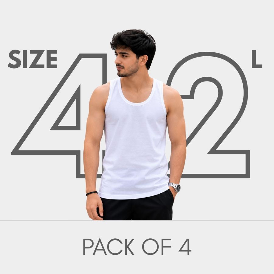 Premium White Sleeveless Vest (L-42)
