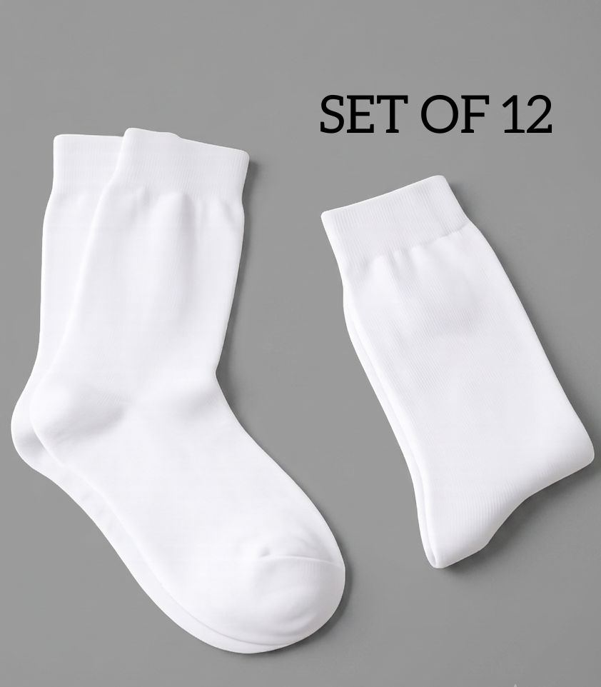 Classic White Crew Socks 12 pairs