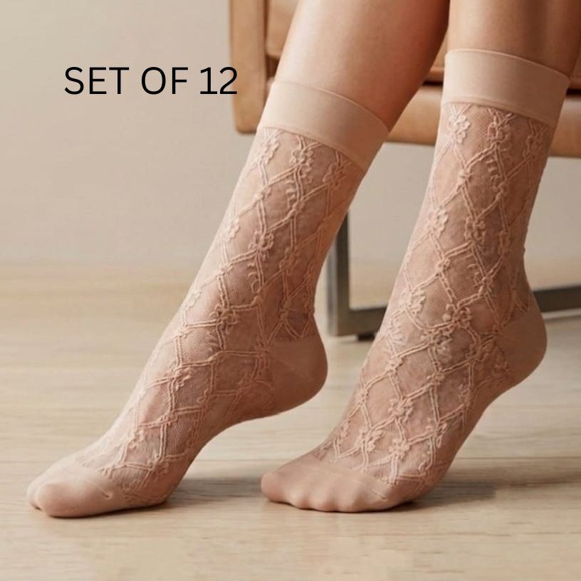 Ladies Transparent Nylon Socks. 12 pairs
