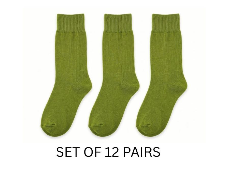 Classic Olive Cotton Socks. Set of 12 pairs