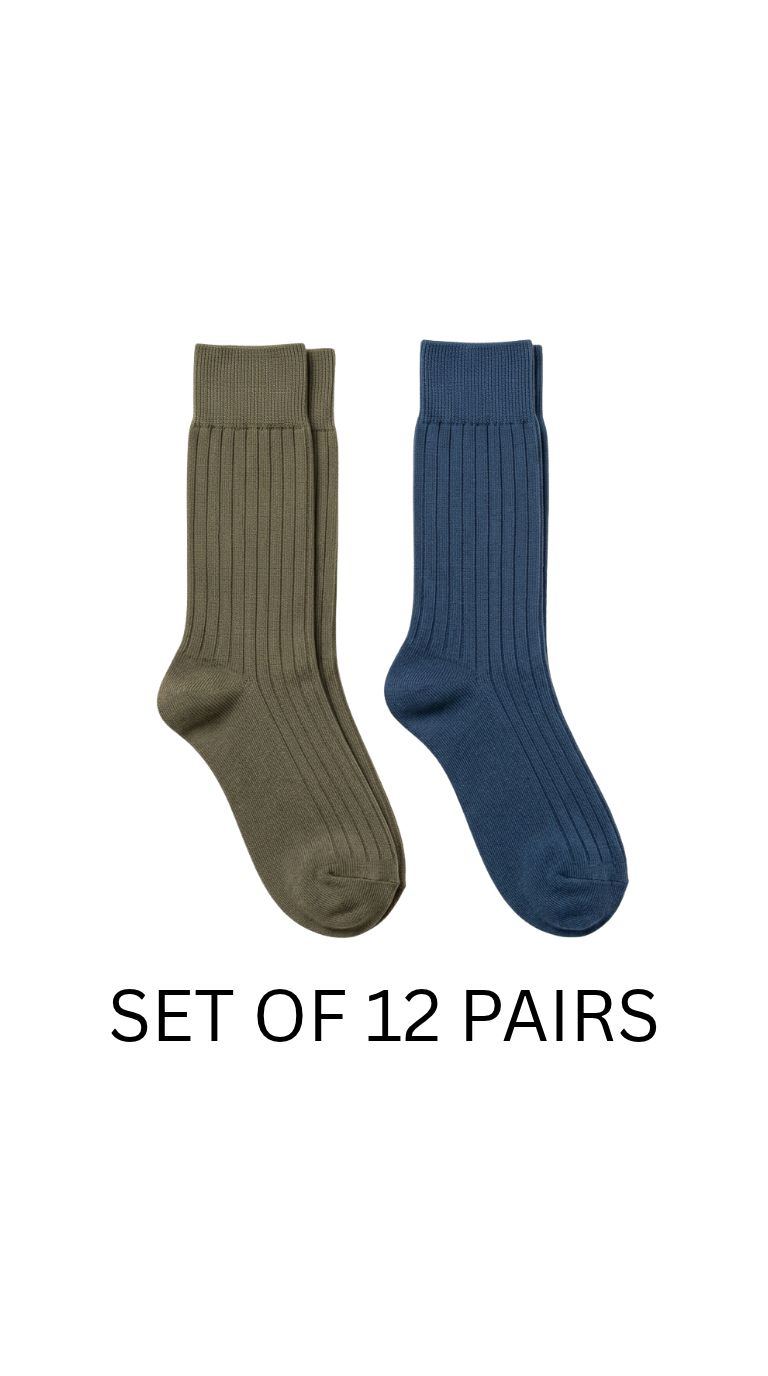 Winter Cotton Ribbed Crew Set of 12 pairs